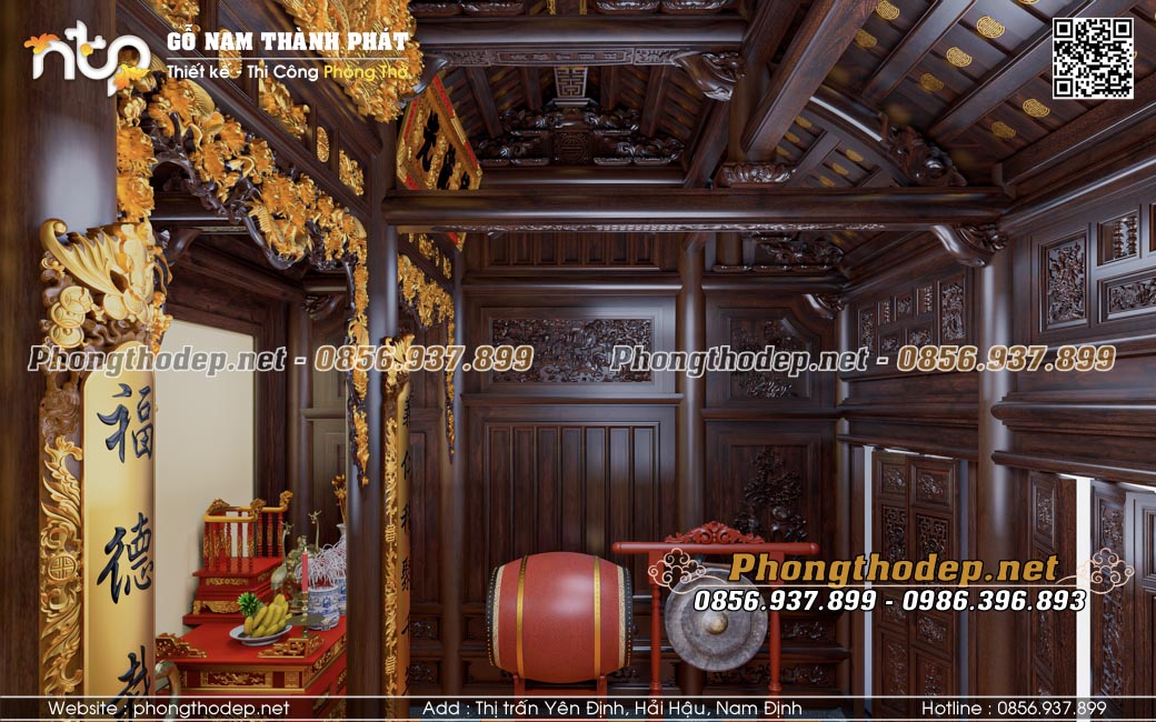 Mẫu nội thất truyền thống trong nhà gỗ cổ truyền